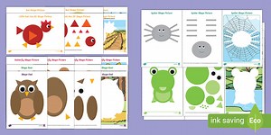2D Shape Animals Cutting Skills Activity Pack