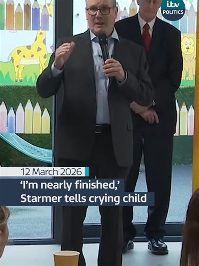 Prime Minister Keir Starmer's speech is interrupted by a crying child in Northern Ireland #politics @itvnews