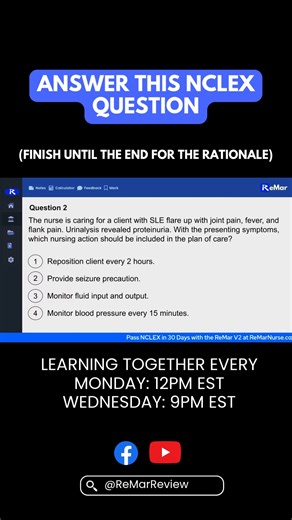 34K views · 592 reactions | Challenge yourself with this NCLEX Practice Question! Practice Next Gen questions and learn with Prof. Regina. Free at ReMarNurse.com/free | ReMar Nurse | Facebook