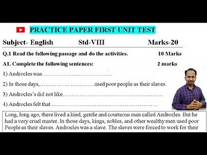 CLASS 8TH PRACTICE PAPER FIRST UNIT TEST