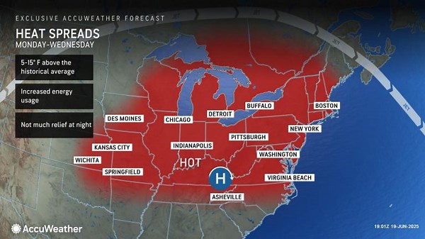 Heat wave to push temps near 100 F across central, eastern US