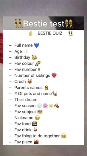 Engaging Bestie Test Questionnaire for Friends