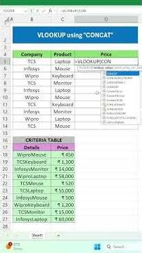 VLOOKUP + CONCAT Trick in Excel #gsdatalab #excel #dataextractor#vlookup#Exceltips,#Excelshorts