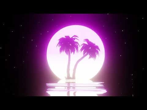 Tropical Nighttime Neon Beach Relaxing Calming Beautiful Moon Island With Ocean Waves Screensaver