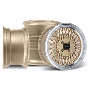 Mustang Fox Body 4 Lug Mesh Wheel Kit - Classic Gold - 17x8 | 79-93