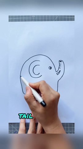 Simple and Easy Drawing Ideas on Instagram: "Here's a fun and creative way to draw a cute elephant! Start by placing your hand on the paper with your fingers slightly spread apart. Trace around your hand, capturing the shape of your palm and fingers. Once you have the outline, draw the elephant’s legs by adding two lines extending downward from the bottom of the traced hand. Next, draw a big "C" shape for the elephant's ear and a smaller "C" inside for detail. Add round eyes, a pair of tusks nea