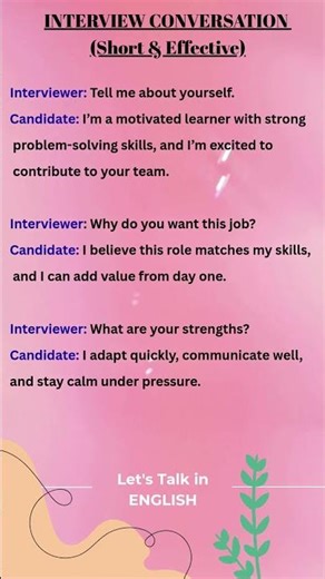 Interview English Conversation Smart & Professional Answers #english #englishshorts #vocabulary