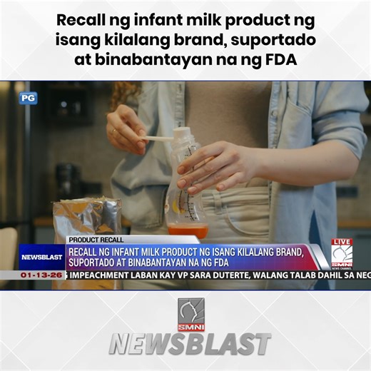 Iniimbestigahan na ng Food and Drug Administration (FDA) ang ginawang pag-recall ng isang kilalang kumpanya sa kanilang infant milk formula para malaman ang lawak nito at ang posibleng implikasyon sa kaligtasan ng publiko. | via Margot Gonzales | SMNI News Online