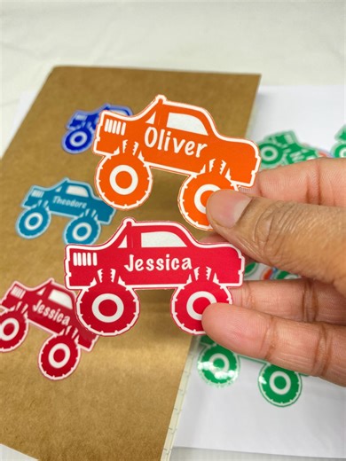 Personalized Monster Truck Name Stickers | Waterproof School Labels - Etsy
