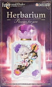 Frasco herbario flor miniatura tapón rosa Fate Grand Order Merlín pelo plateado