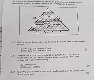 QuestionSoil texture is the proportion of sand, silt and clay ... | Filo