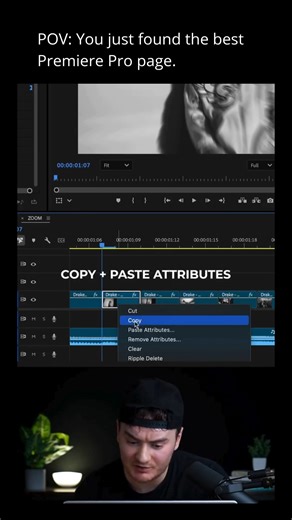 Premiere Pro Tutorials on Instagram: "Want to create a smooth zoom-out effect in Premiere Pro? 🎬 In this quick tutorial, you’ll learn how to build a dynamic zoom-out transition by cutting clips to 3 frames each, adding the Transform effect, and using keyframes to scale out from the start to the end of each clip. Add ease in & ease out for buttery motion, crank up the shutter angle for motion blur, then copy and paste the effect to the rest. Clean. Fast. Stylish. Follow @premiereprotutos for the