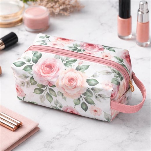 Makeup Bag Sewing Pattern PDF | Floral Cosmetic Zipper Pouch | Boxed Toiletry Bag | Digital Download With Video - Etsy
