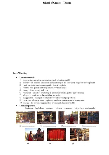 School of Greece - Theater worksheet