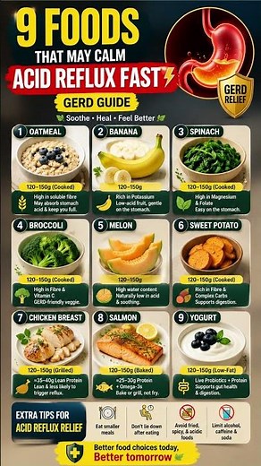 9 Foods That May Calm Acid Reflux Fast! 🔥 (GERD Guide)