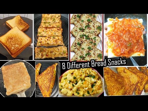 Snacks Recipes Only With Bread || 8 Quick and Easy Snacks Recipes || Bread Snacks Recipes