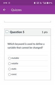 Which keyword is used to define a variable that cannot be chang... | Filo