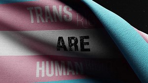 Transgender Flag with Text Trans Rights Are Human Rights