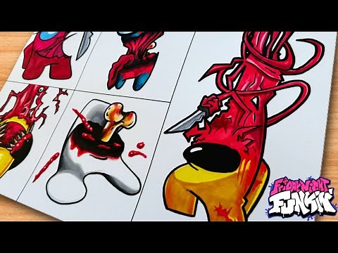 Dibujo Friday Night Funkin' VS Imposter but with Lyrics | Cartoon Cat: Freakpostor (Among Us)