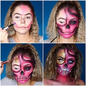 Now this is something quite out of the ordinary! A disco diva skull to rock Halloween! | MetDaan Makeup