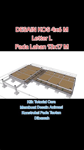 Desain Kos 4x6 M Berbentuk Letter L pada Lahan 13x17 M