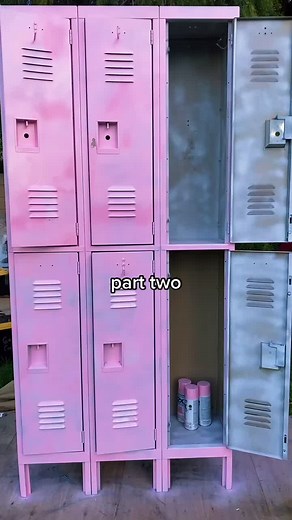 found a $40 set a lockers pt two! #homeDIY #lockers #diy #revamp #90saesthetic #roommakeover #thrifted #fyp #hellospring #upcycle #locker #pink