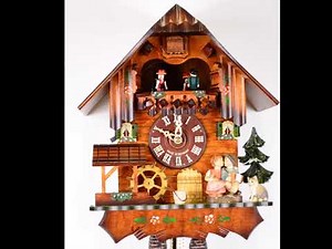 Cuckoo Clock moveable kissing Couple, turning mill-wheel