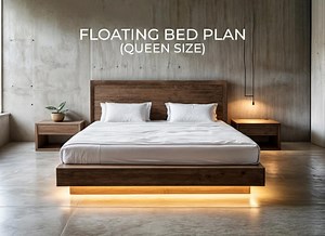 Queen Floating Bed Frame DIY Plan – Minimalist Woodworking (PDF Download) - Etsy Canada