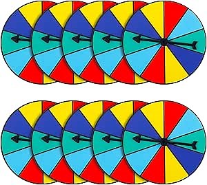 Chivao 10 Sets Game Spinner Wheel Blank Erasable Math Game Spinner Board with Plastic Rotating Arrows for Prizes(Novelty,Cute Color)