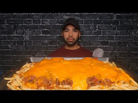 (ASMR) CHILI CHEESE FRIES MUKBANG