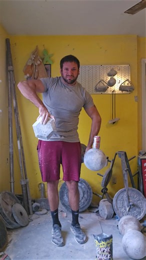 174lbs Thomas Inch Dumbbell + ~60lb Hex Block #grip #gripstrength