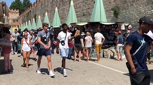 Visited the world’s most famous crooked building today. | UNCW Men's Basketball