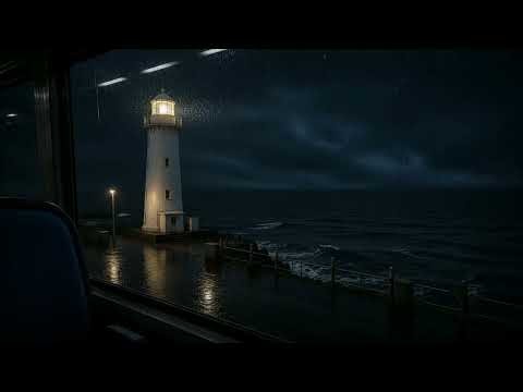 Rain and Ocean Sounds for Sleep | 1 Hour Lighthouse Window Ambience (No Music)