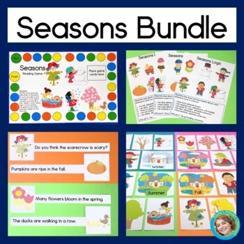 Four Seasons Logic Puzzles Posters Reading Writing Sorting & Sight Word Game