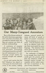 In 1920, AT&T promoted English-only conversation on the phone