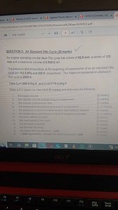 QUESTION 3: Air Standard Otto Cycle (30 marks)An engine opera... | Filo