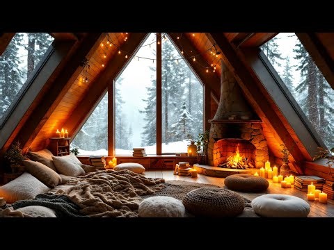 🔥 Soothing Winter Ambience: Cozy Fireplace & Snowfall | Relax, Sleep & Study