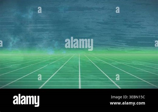 Animation of illuminated green grid pattern moving against blue background. Digitally generated, hologram, illustration, vector, design, glowing, abstract and technology concept Stock Video Footage - Alamy