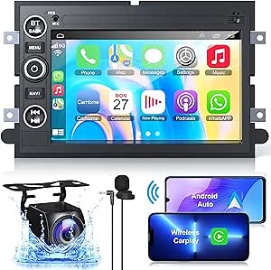 Android 12 Car Stereo for Ford F150/F250/F350 2004-2014 2G RAM+32G ROM, 7 Inch IPS Touch Screen Car Radio with Wireless Carplay/Android Auto,GPS, WiFi, Bluetooth, Mirror Link Support OBD2/DVR/DPS
