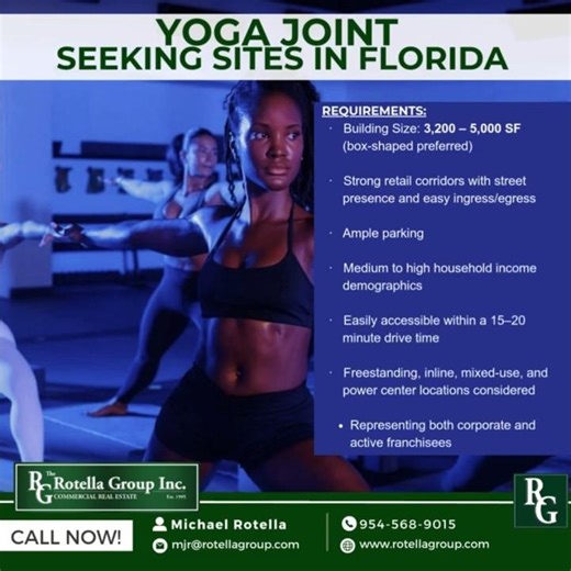 🧘‍♀️ YOGA JOINT IS SEEKING ADDITIONAL SITES IN FLORIDA