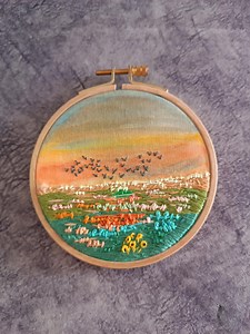 Hand Embroidered Landscape Hoop Art Sunset Meadow Wall Decor Floral Embroidery Hoop Painting Unique Textile Art - Etsy Canada
