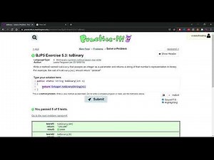 Exercise 5.3 (toBinary) Java Tutorial || Practice-It