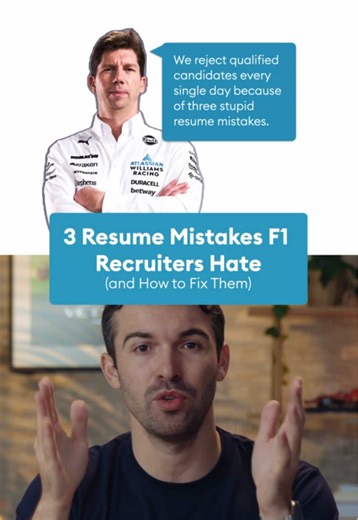 A former Williams recruiter told me they reject qualified candidates daily because of these 3 stupid mistakes. Here's how to fix them. THE 3 DEADLY MISTAKES: 🚫 MISTAKE #1: Generic Copy-Paste Resume Sending same CV to Mercedes, Red Bull, Williams → FIX: Tailor each application with exact keywords from job posting → If they say