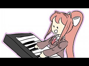 just monika playing the piano and messing up in the end