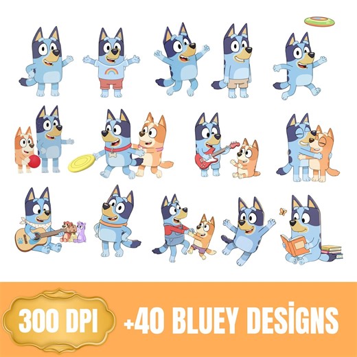 Bluey  40 PNG , Bluey Clipart, Bluey Sticker, Digital Download , Bluey and Bingo PNG Bundle , Stickers Sublimation T-shirts Prints - Etsy