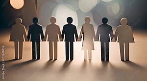 Synergistic Business Team Holding Hands in a Paper World, Fostering Success and Collaboration