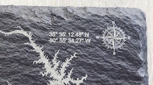 Laser Engraved Lake Norman Slate Coaster: Compass & Coordinates - Etsy