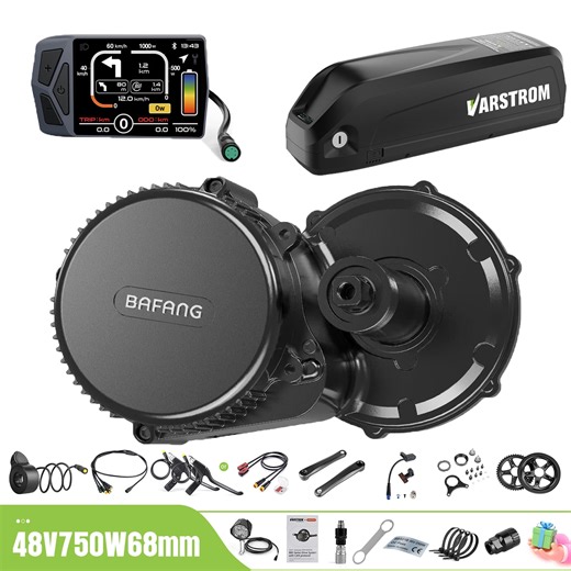 BAFANG Mid Drive Kit 750W BBS02B Electric Bike Conversion Kit 48V Ebike Conversion Kit for 68-73MM Mountain Bike Road Bike EKD01 Display and 48V13Ah Shark Battery