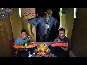 24H BOX FORT OVERNIGHT CHALLENGE ZOMBIE NERF GUNS
