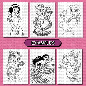 100 Pages / Princess Mix /coloring Book/ Coloring Pages for Kids/ PDF File/ Digital Download/ A4 Size/kids Coloring Activity/ Coloring Pages - Etsy
